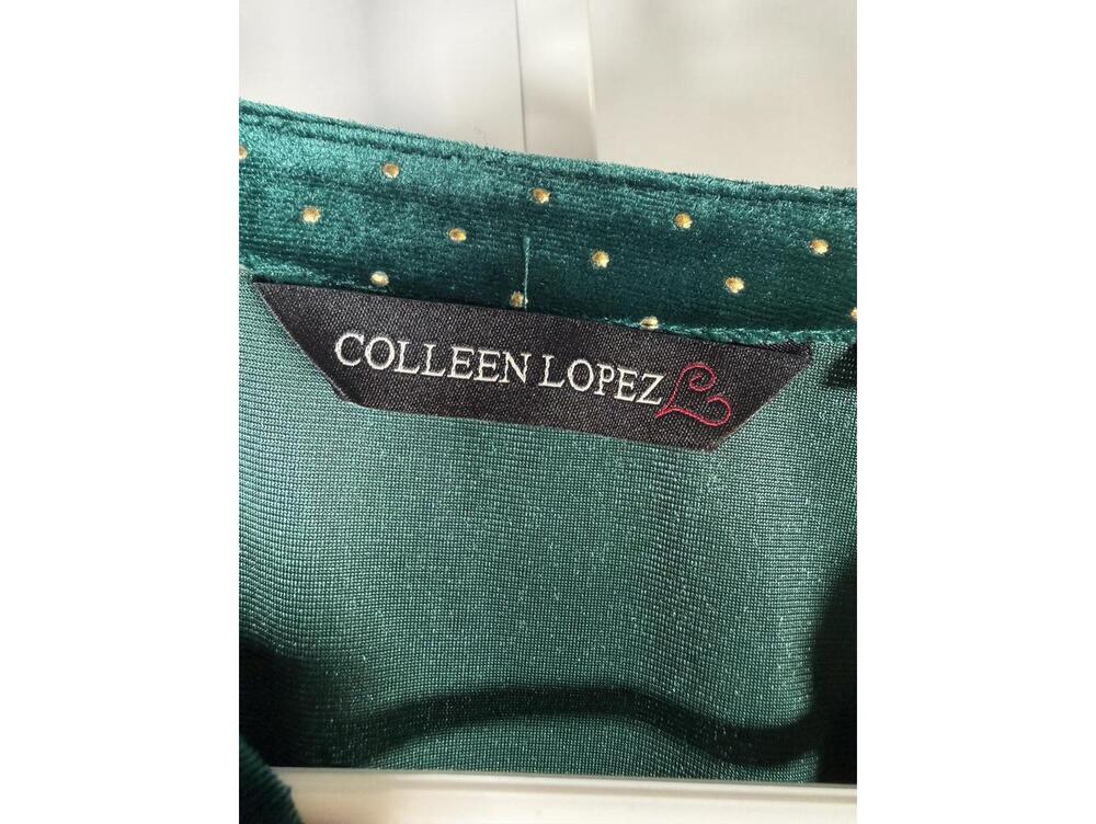 NWT Colleen Lopez Green Velvet Studded Belted Peplum Blouse Size XXS - Picture 4 of 6